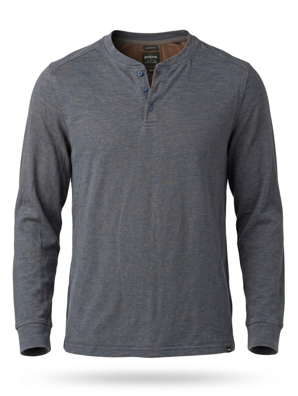 PrAna Henley Long Sleeve Shirt Mens S Slate Blue Heather Standard Fit Cotton VGC